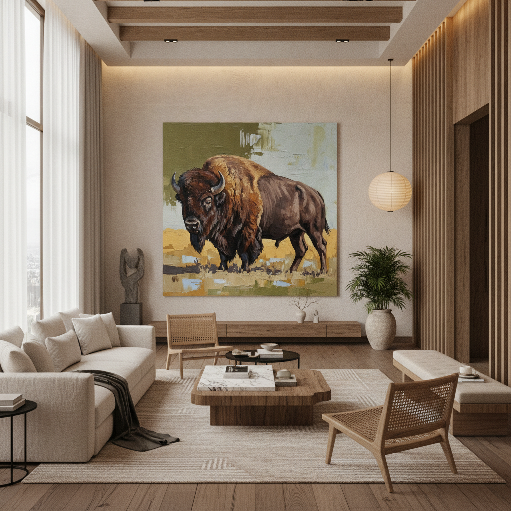 Bison Prairie Field Painting