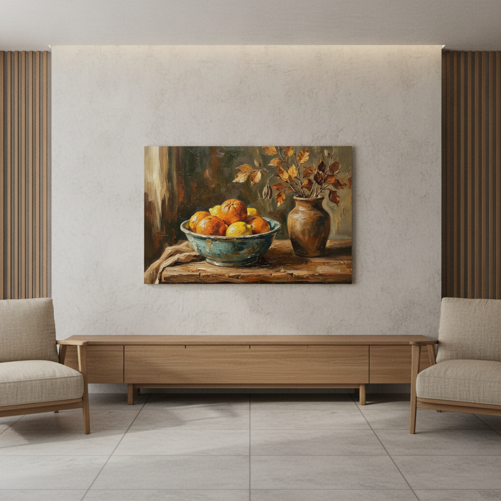 Autumn Citrus Bowl & Dried Leaves