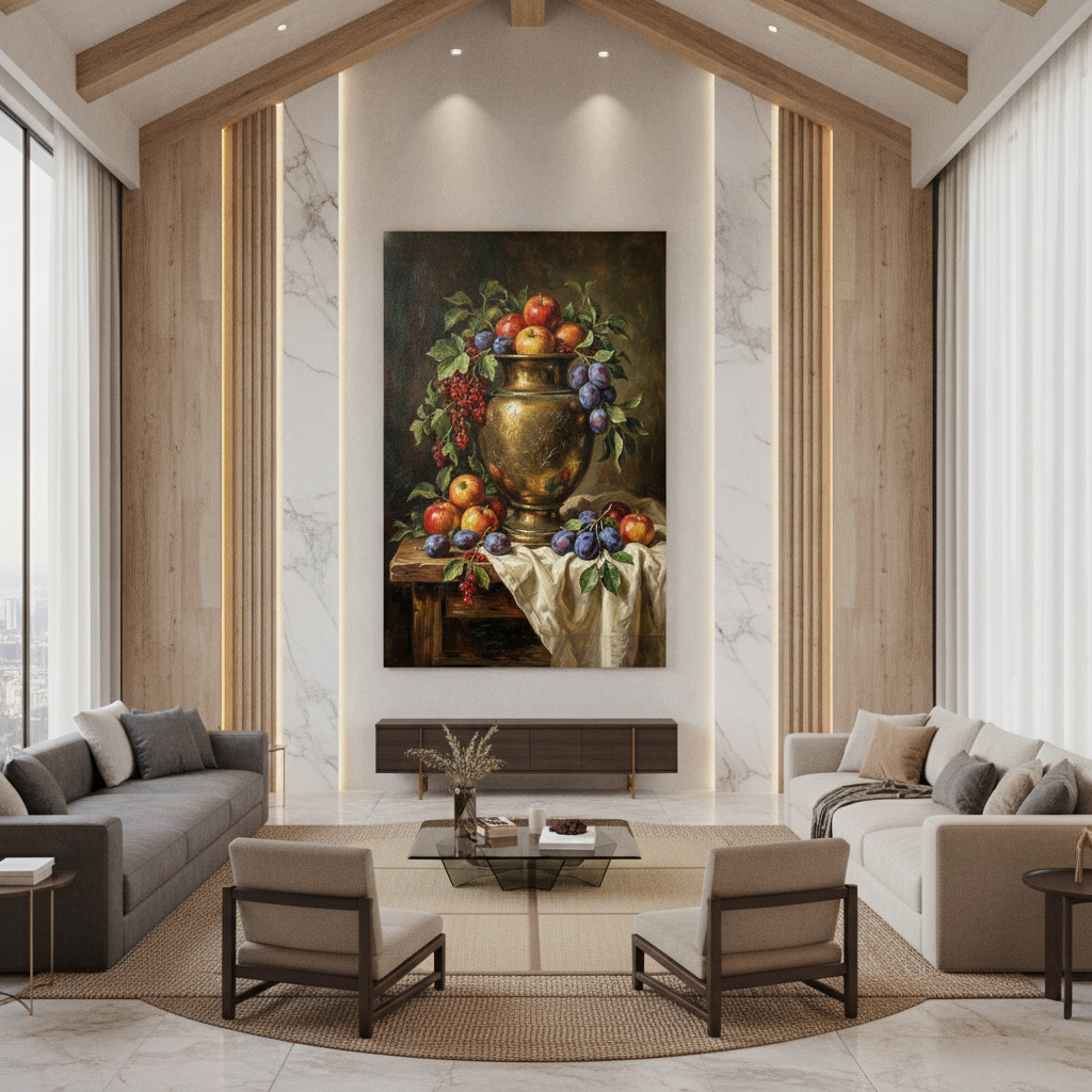Fruit Abundance with Brass Urn