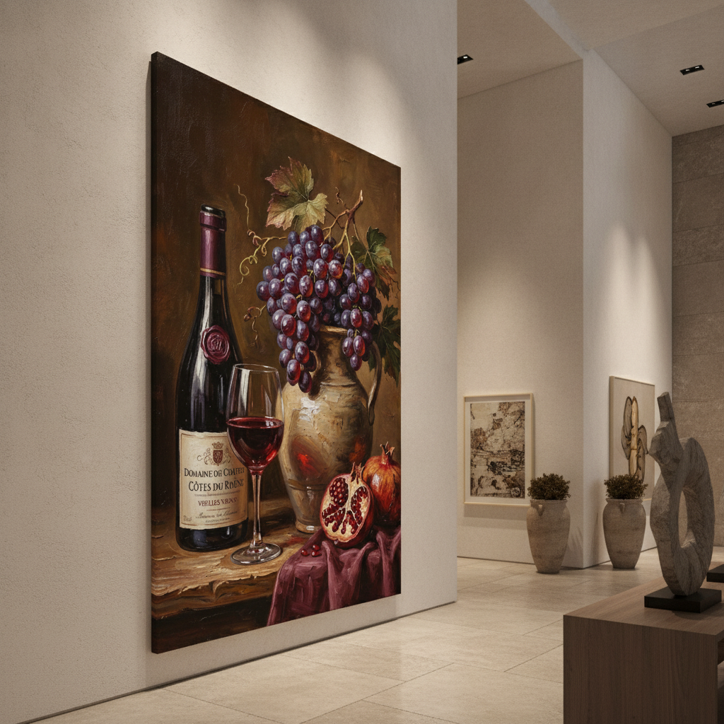 Cotes du Rhône Wine with Grapes