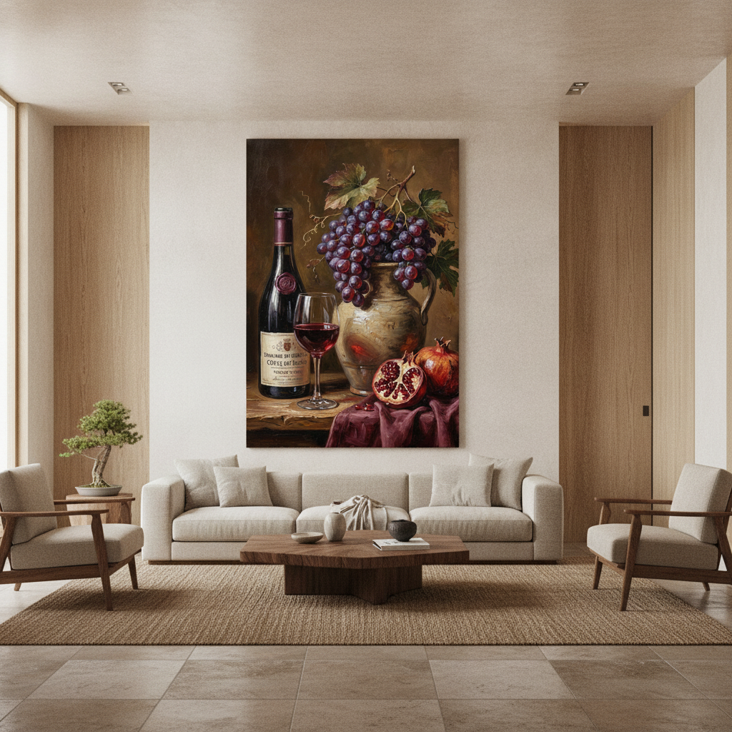 Cotes du Rhône Wine with Grapes