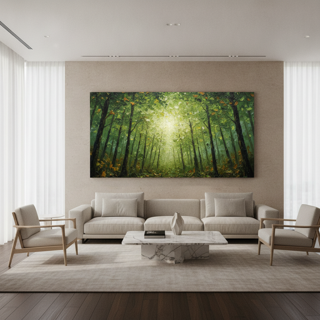 Enchanted Forest Green Sunlight Painting