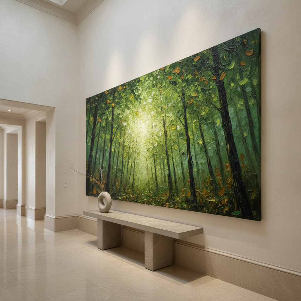 Enchanted Forest Green Sunlight Painting