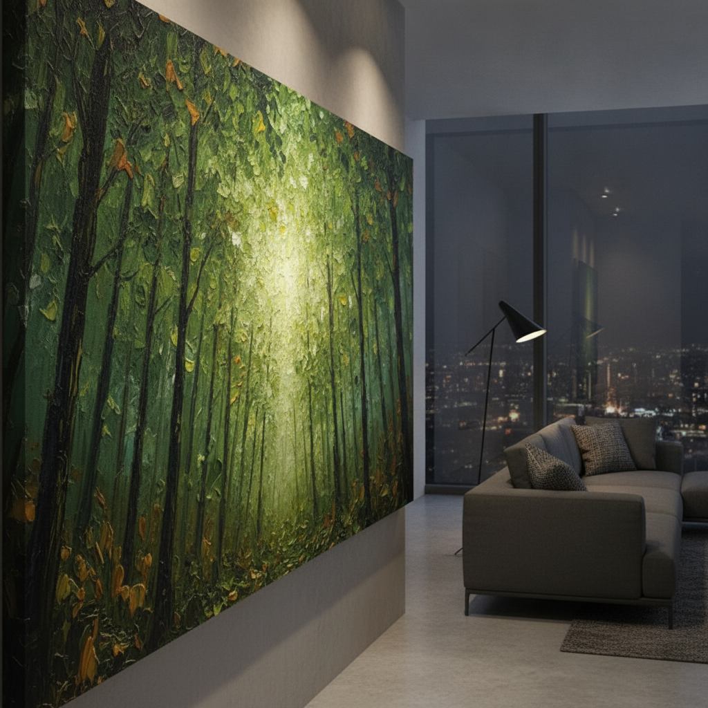 Enchanted Forest Green Sunlight Painting
