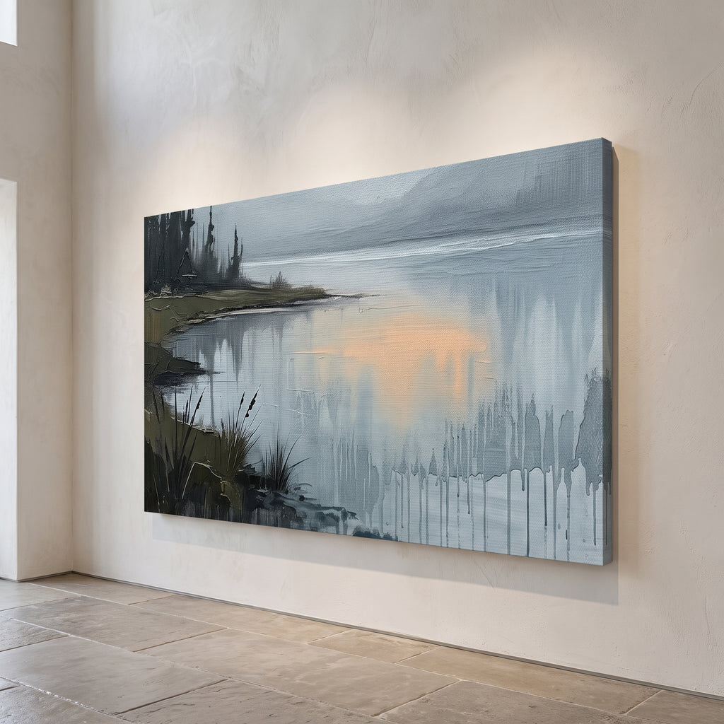 Misty Grey Lake Painting