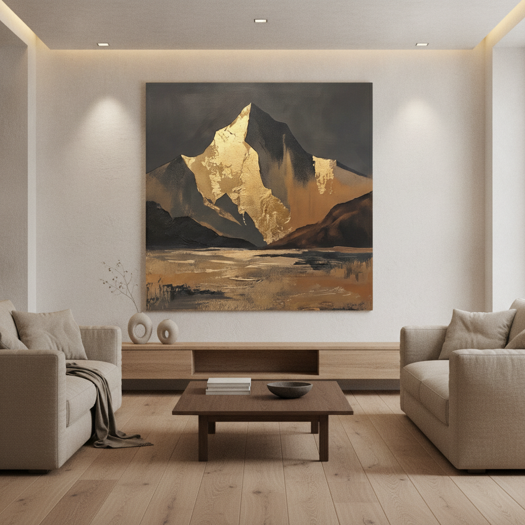 Gold Leaf Mountain Black Painting