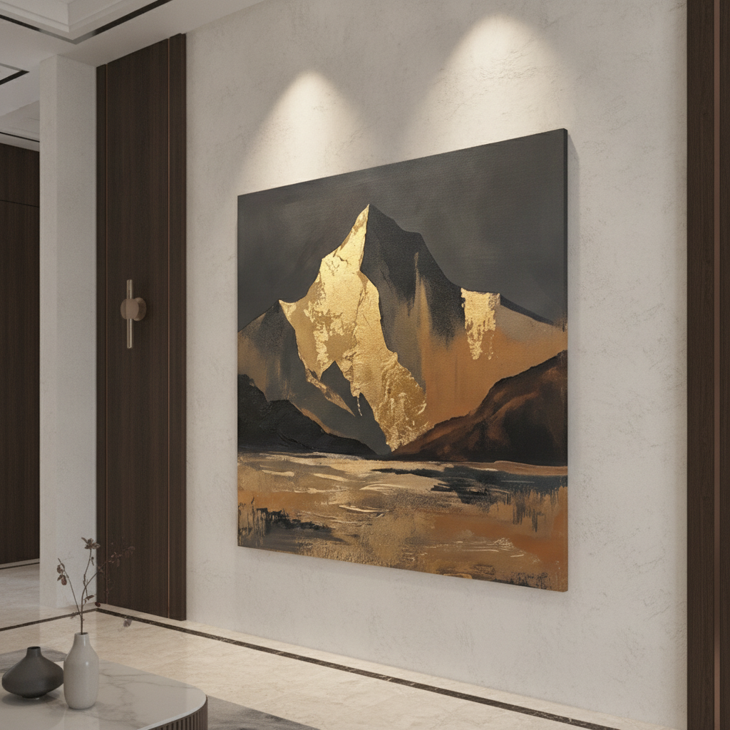 Gold Leaf Mountain Black Painting