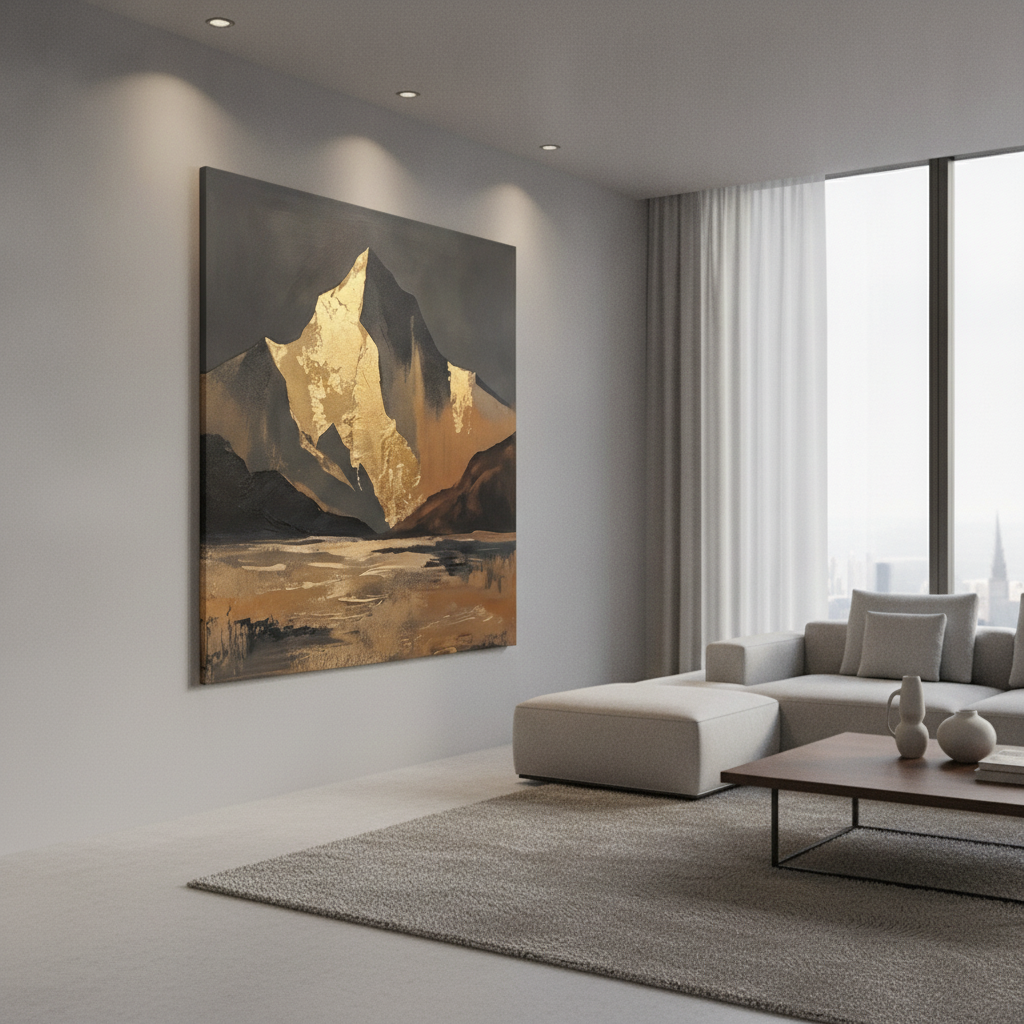 Gold Leaf Mountain Black Painting