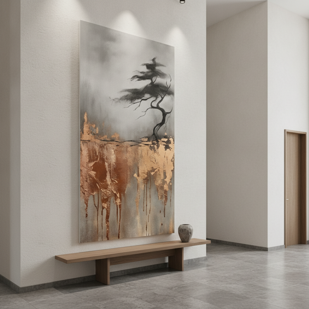 Wind Tree Copper Drip Painting