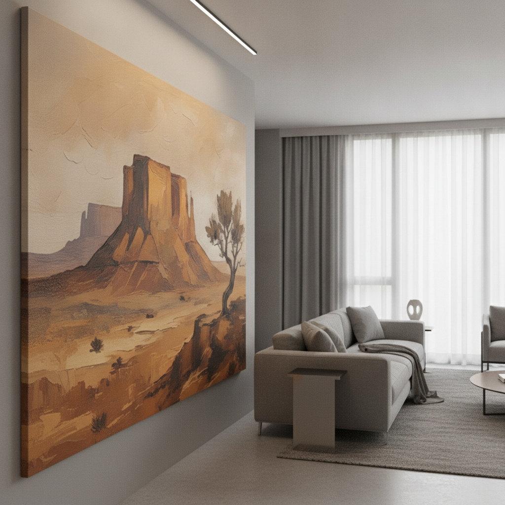 Desert Mesa Butte Lone Tree Painting