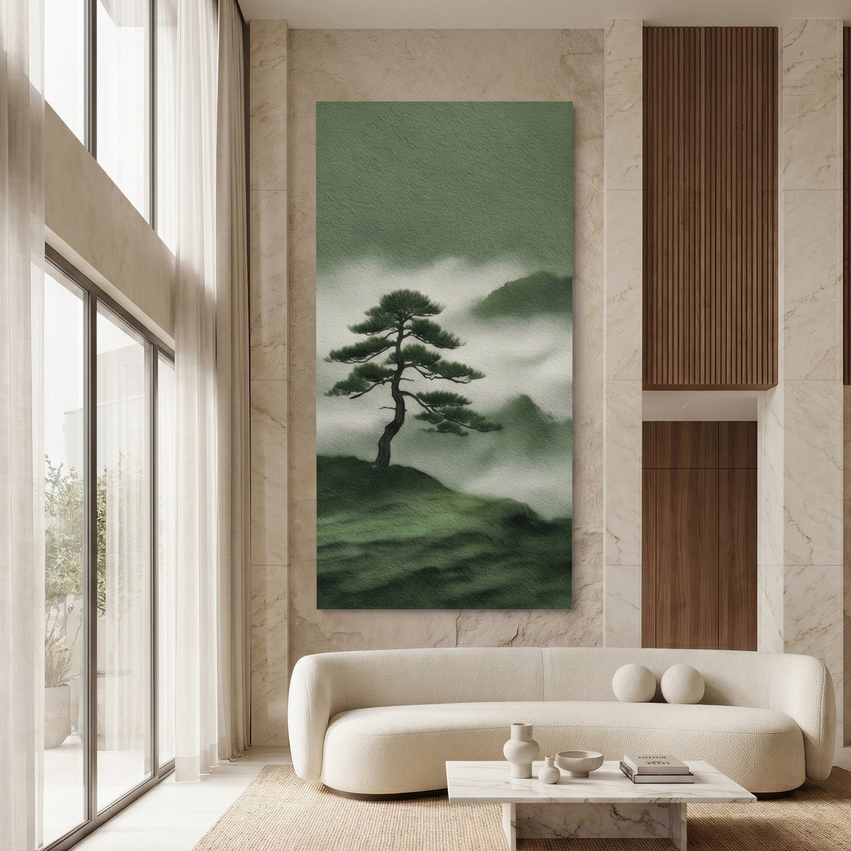 Japanese Pine Misty Mountain Painting