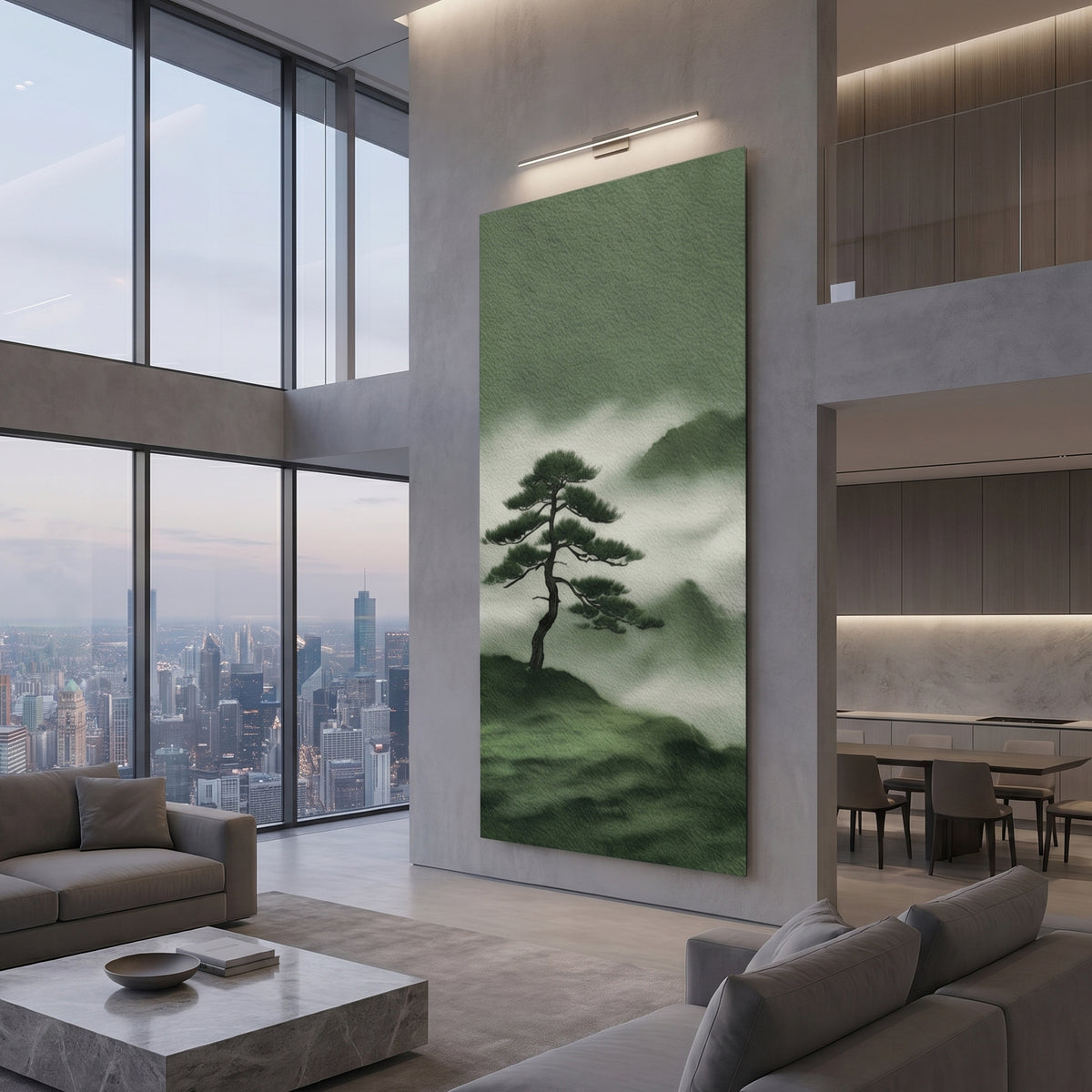 Japanese Pine Misty Mountain Painting
