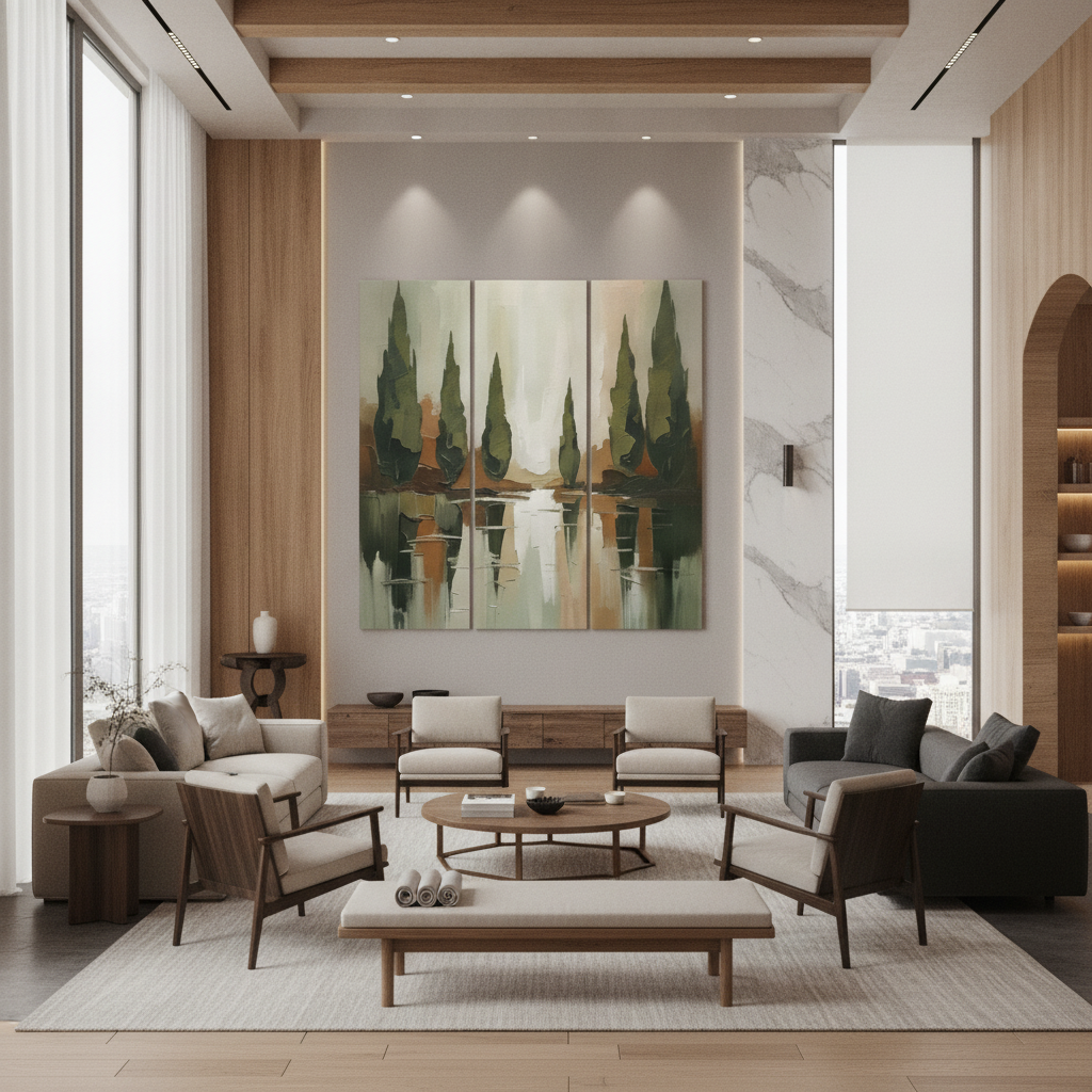Cypress Trees Green Earth Painting