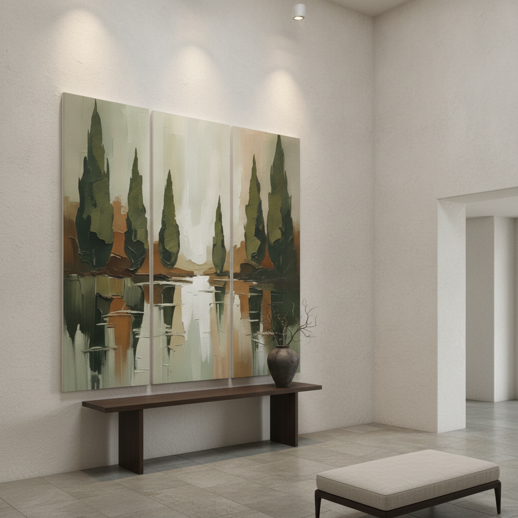 Cypress Trees Green Earth Painting
