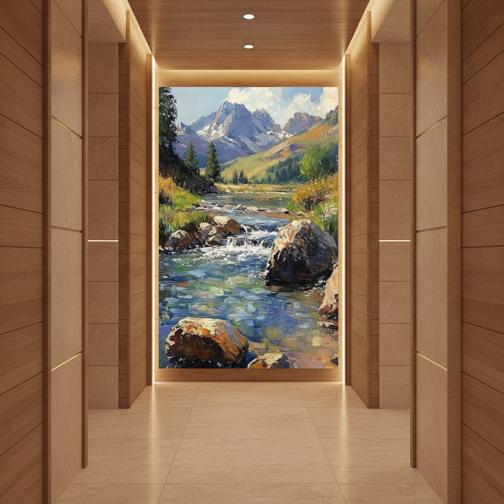 Rocky Mountain Stream Valley Painting