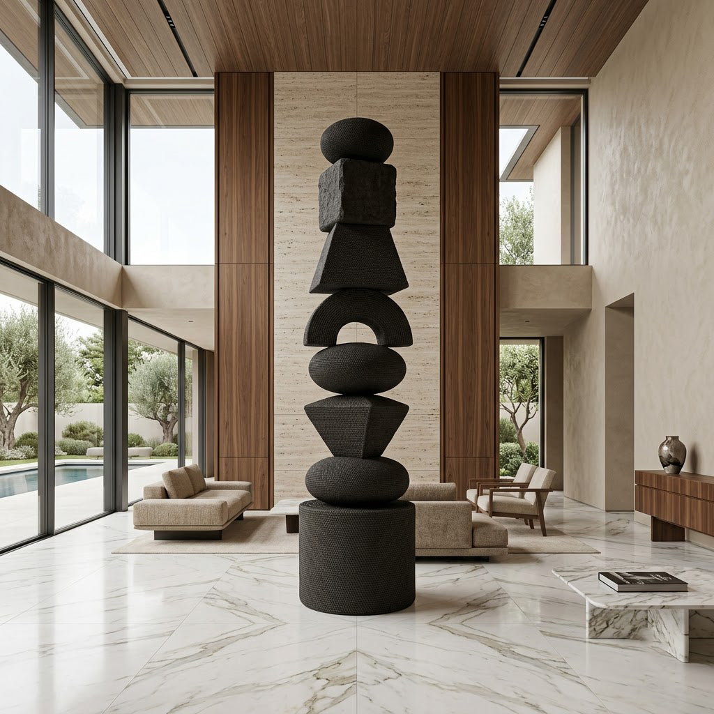 Black Woven Zen Stack Sculpture
