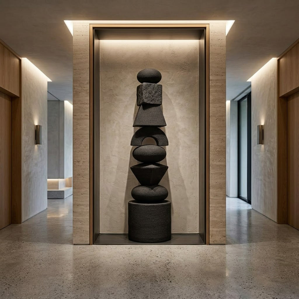 Black Woven Zen Stack Sculpture