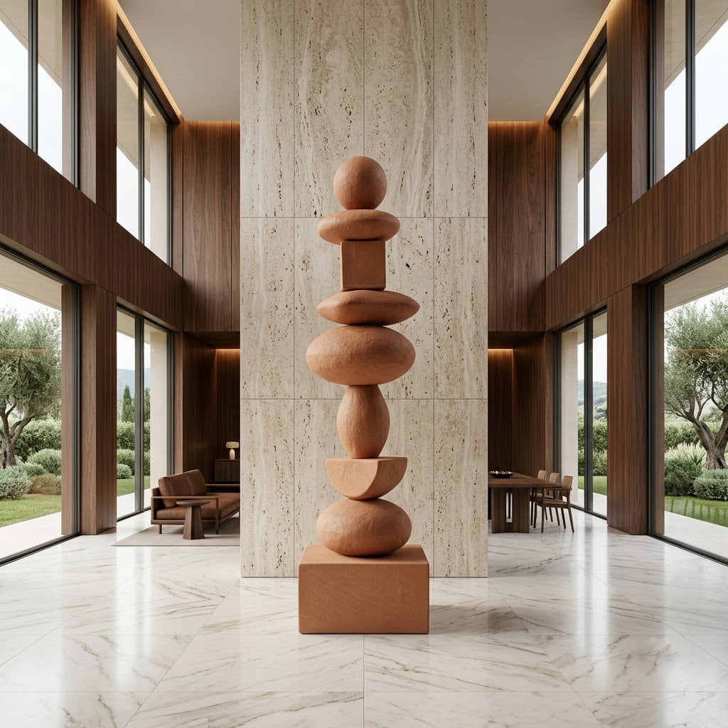 Terracotta Balancing Stones Sculpture