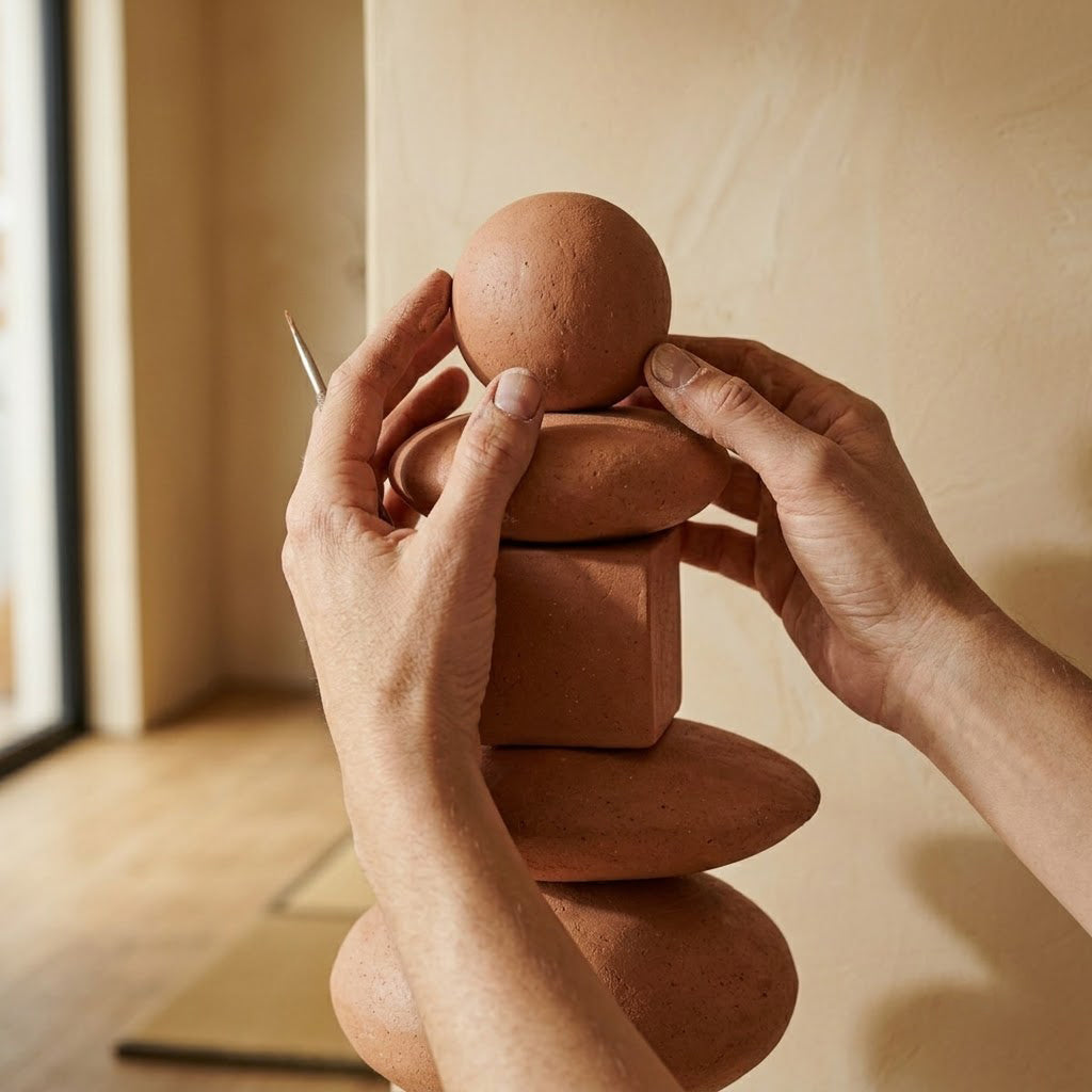 Terracotta Balancing Stones Sculpture
