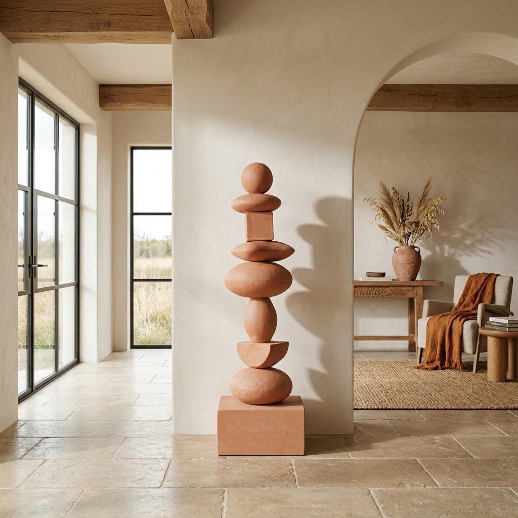 Terracotta Balancing Stones Sculpture