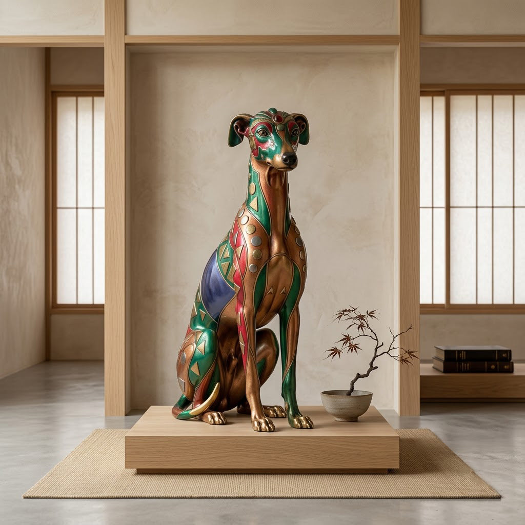 Colorful Mosaic Greyhound Sculpture