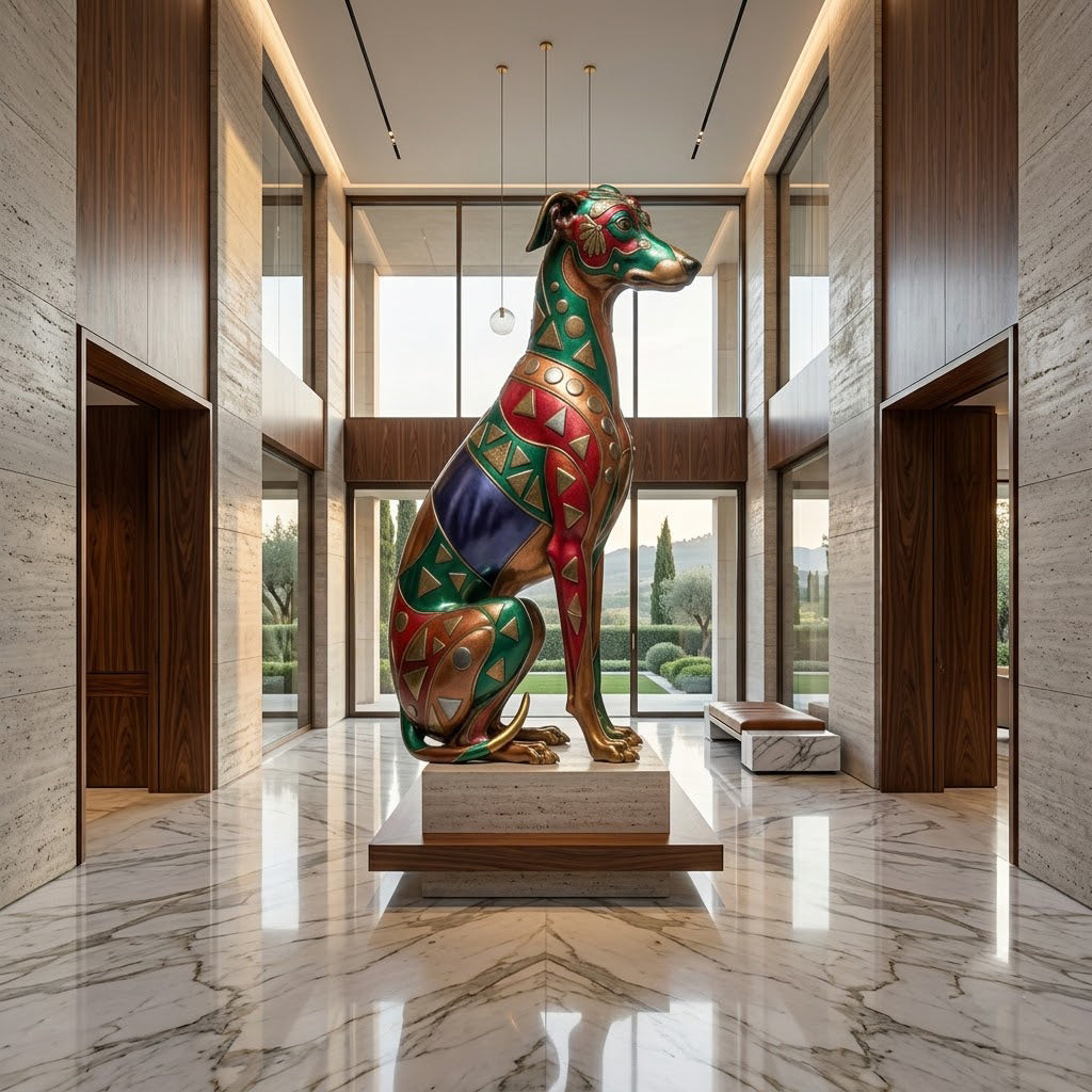 Colorful Mosaic Greyhound Sculpture
