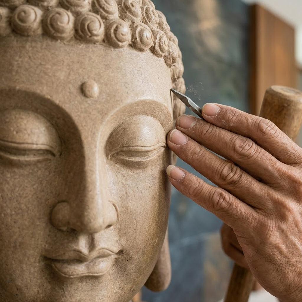 Buddha Head Bust Sculpture