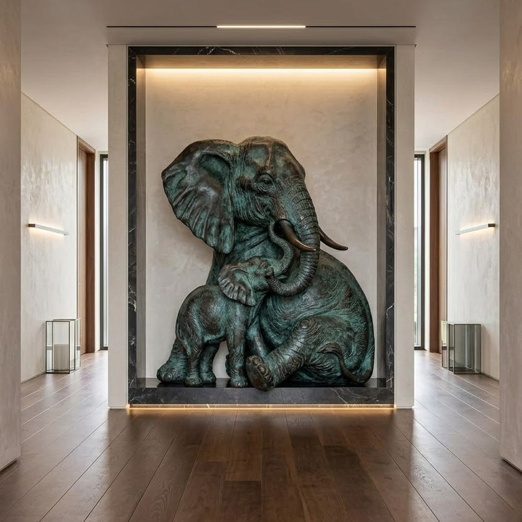 Elephant & Calf Sculpture