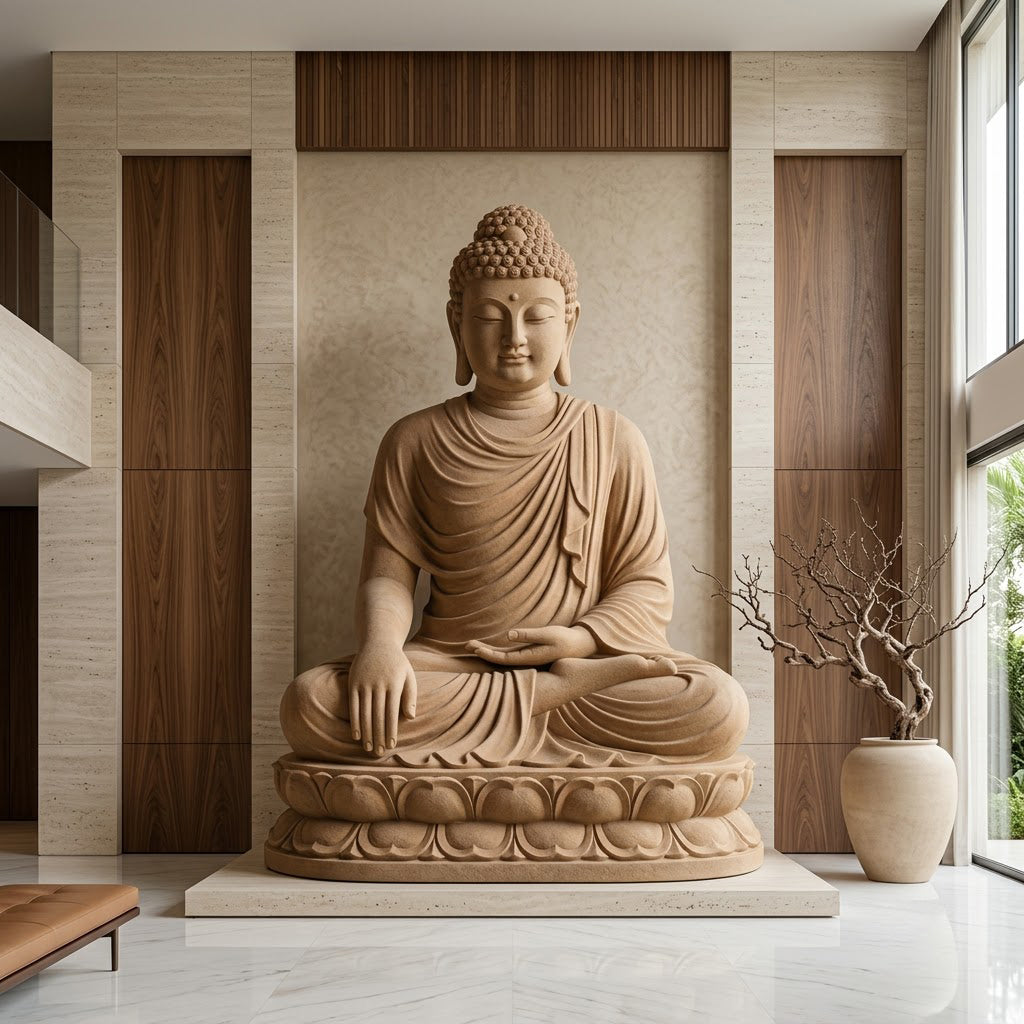 Sandstone Seated Buddha Sculpture