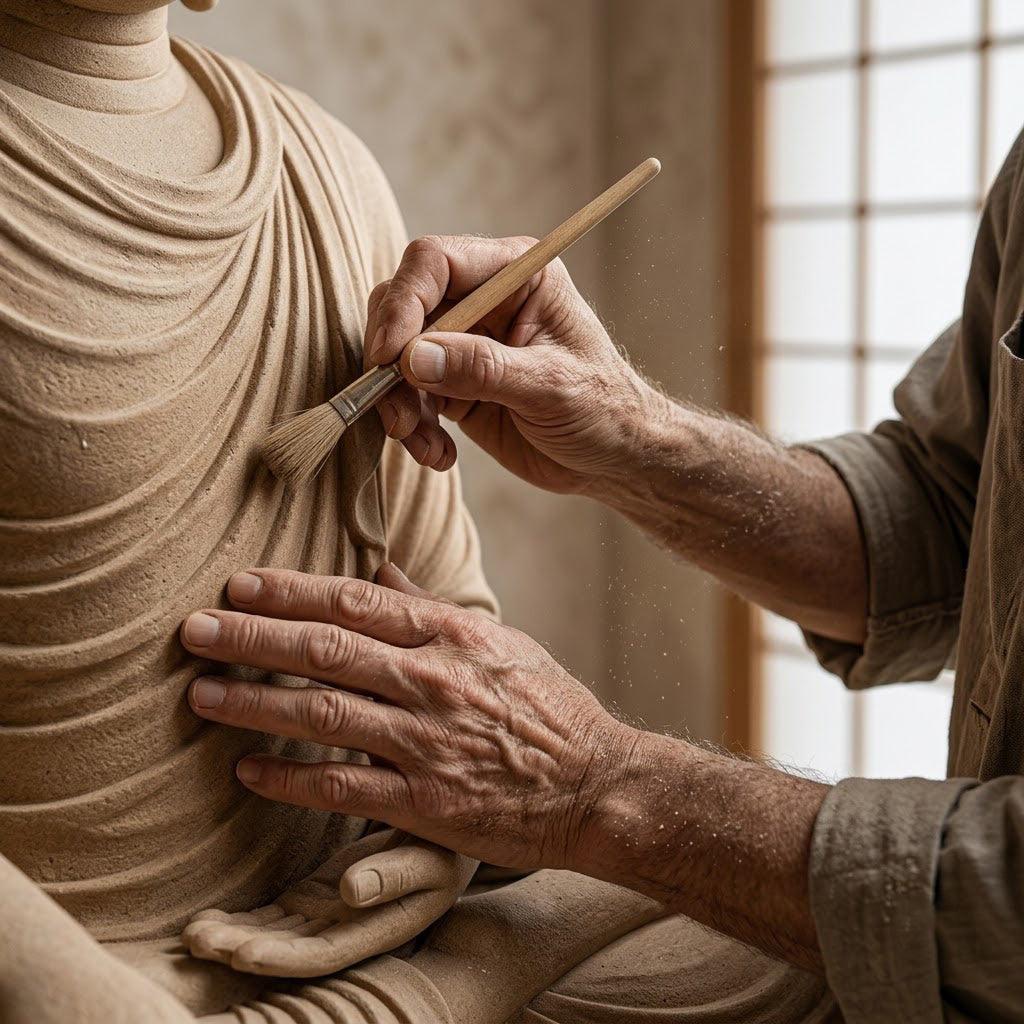Sandstone Seated Buddha Sculpture