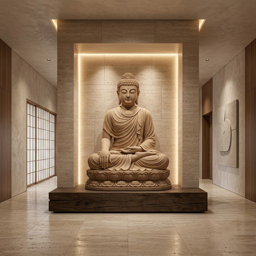Sandstone Seated Buddha Sculpture