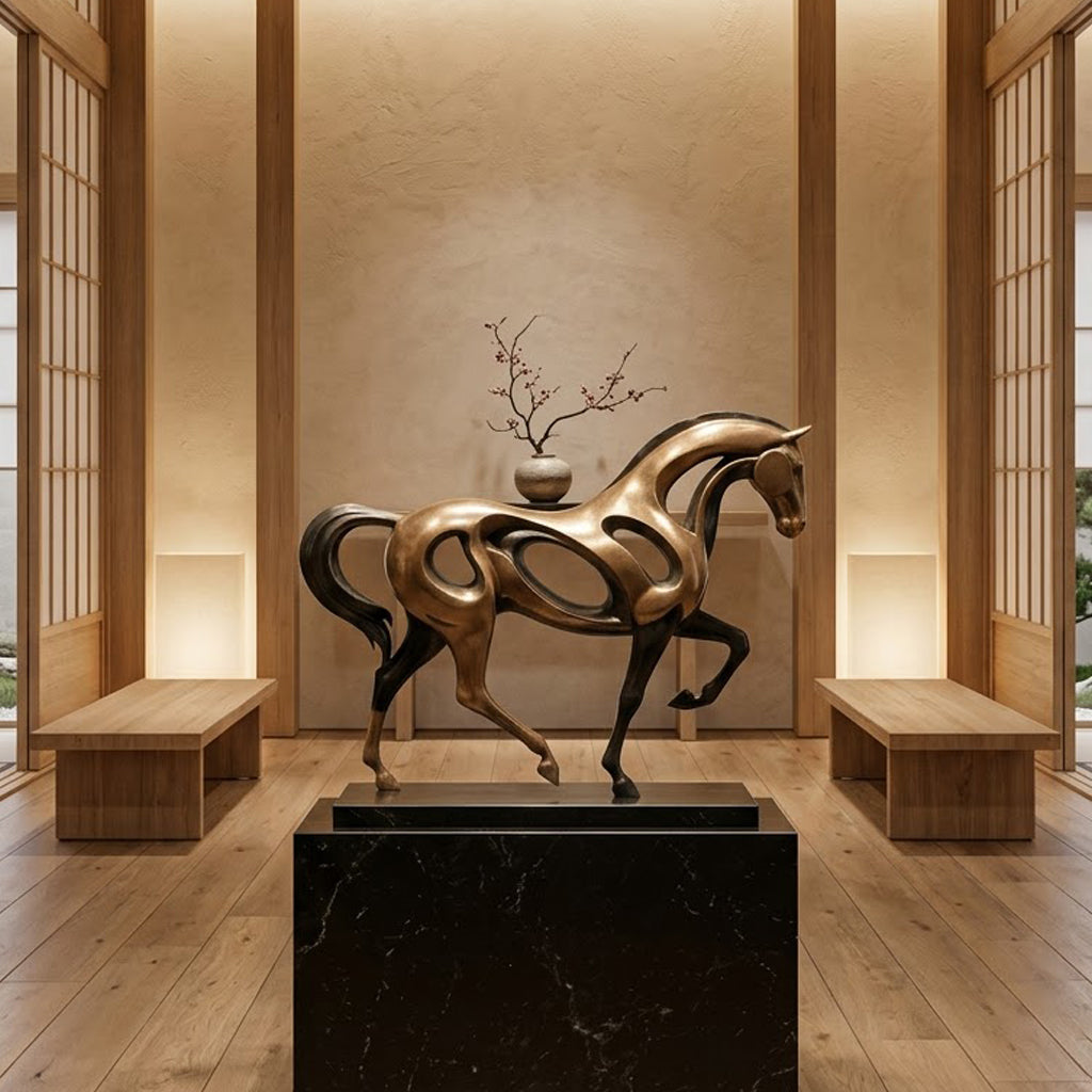 Abstract Flowing Horse Sculpture