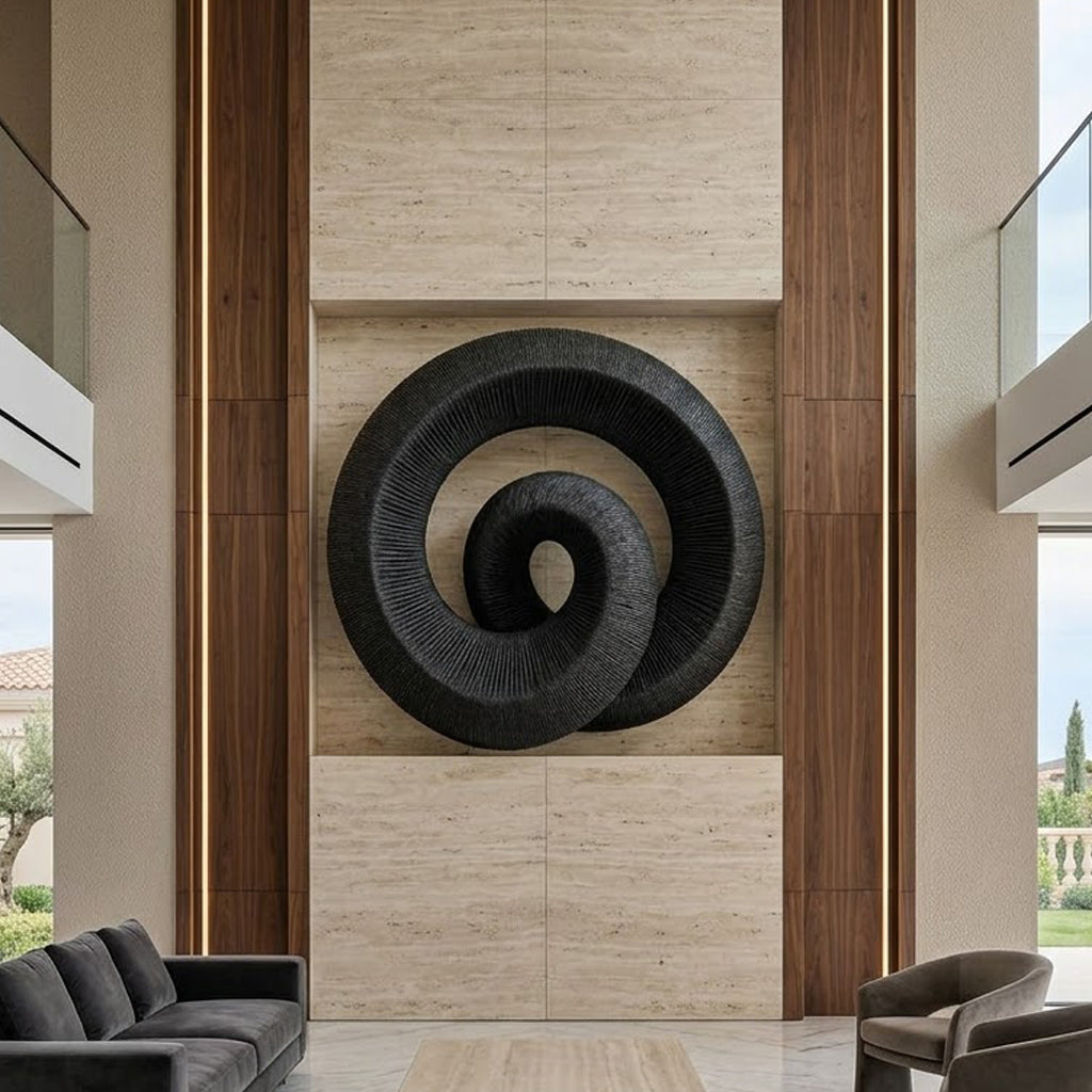 Black Textured Spiral Swirl Sculpture