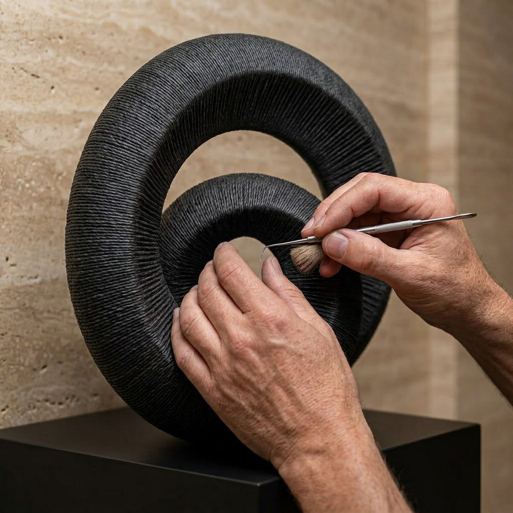 Black Textured Spiral Swirl Sculpture