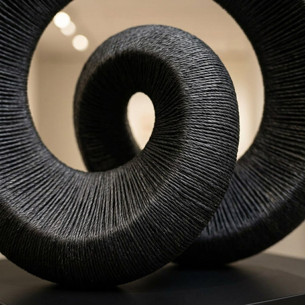 Black Textured Spiral Swirl Sculpture