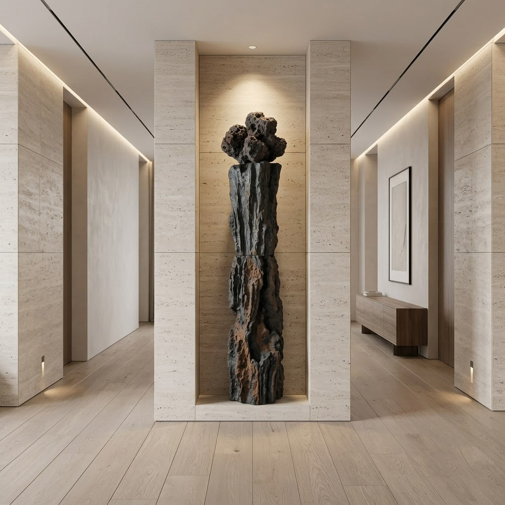 Lava Rock Textured Column Sculpture