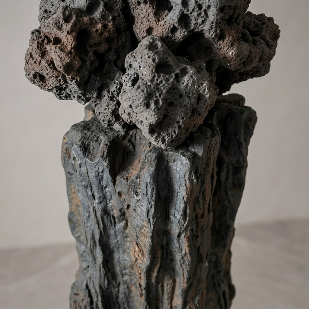 Lava Rock Textured Column Sculpture