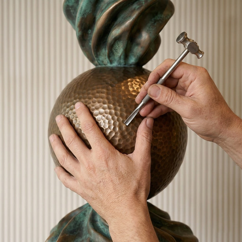 Twisted Hammered Sphere Sculpture