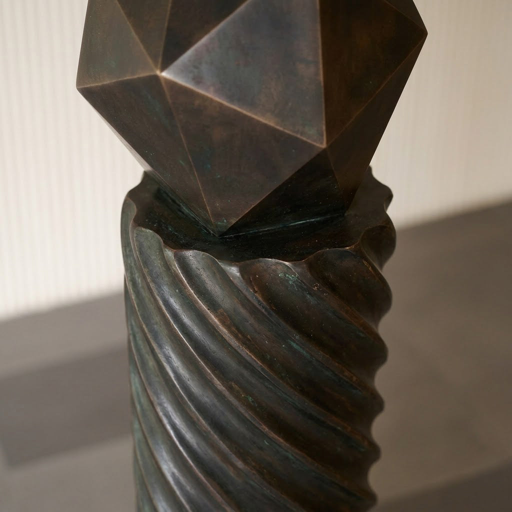 Twisted Column Faceted Sphere Sculpture