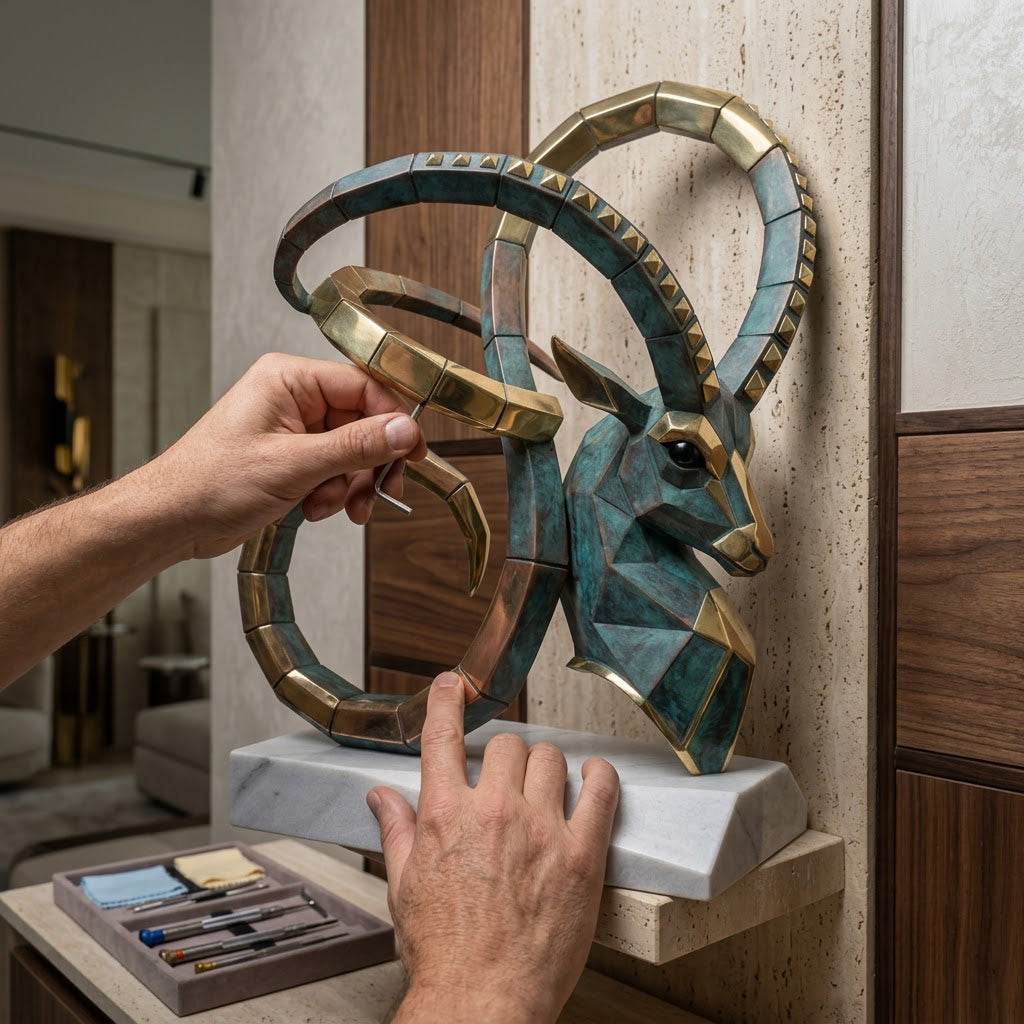 Ibex Head Sculpture