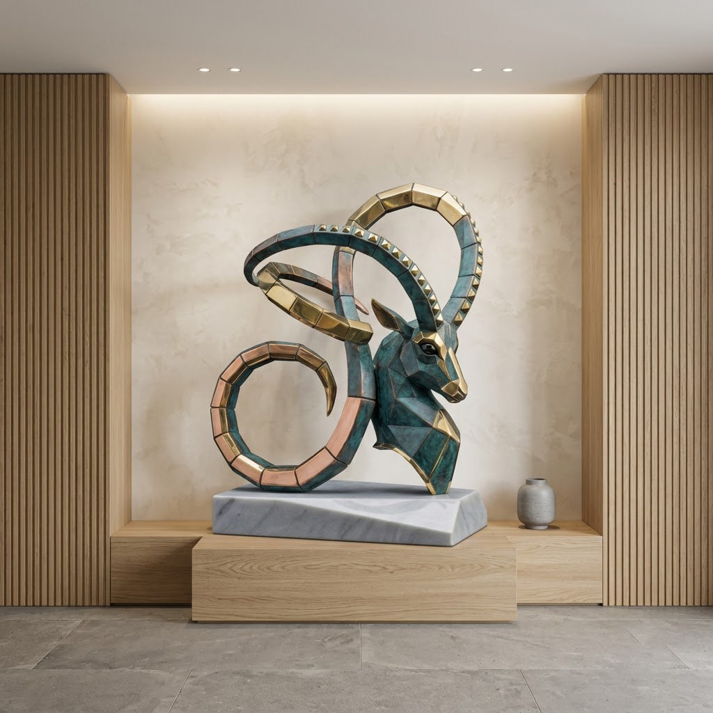 Ibex Head Sculpture