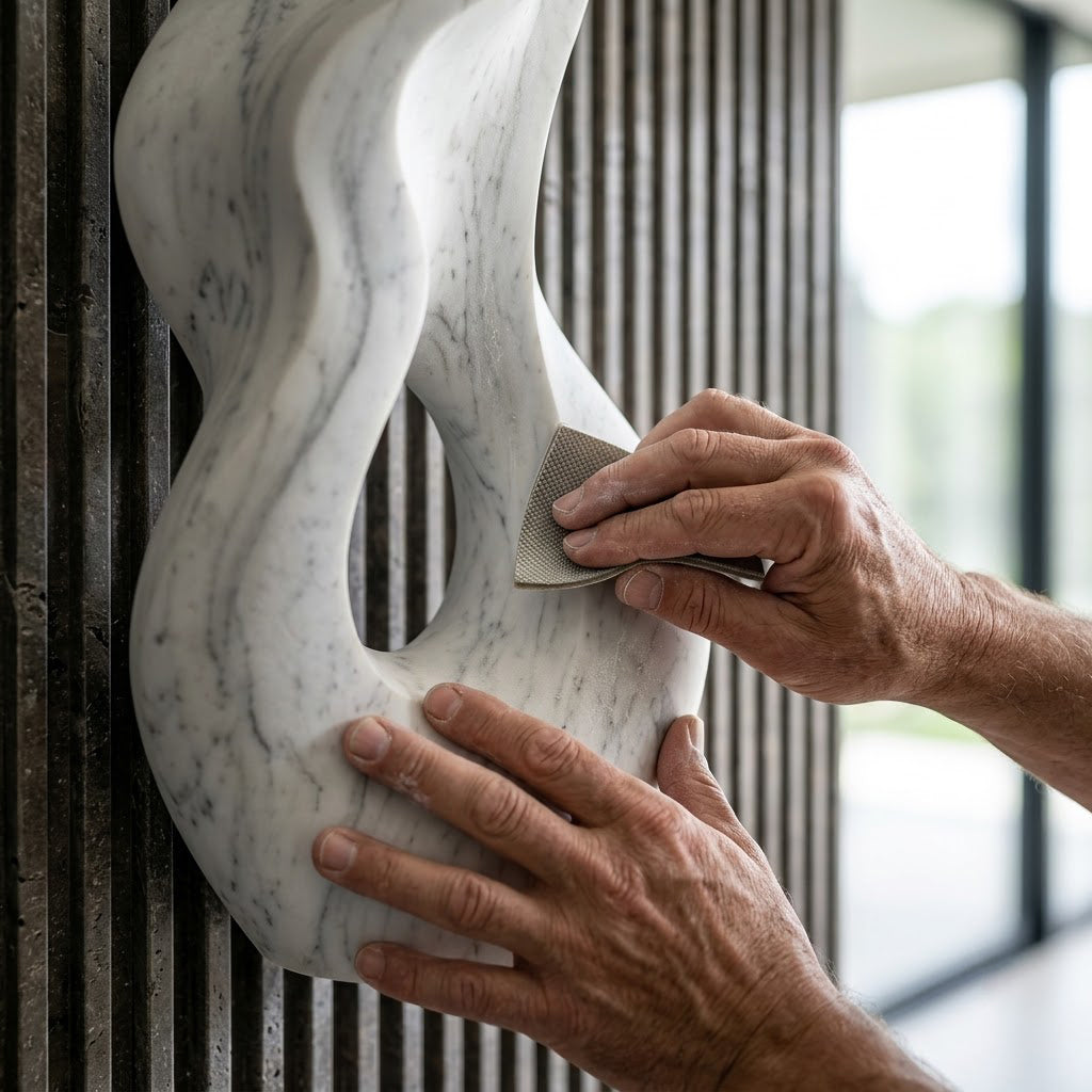 White Marble Flame Form Garden Sculpture