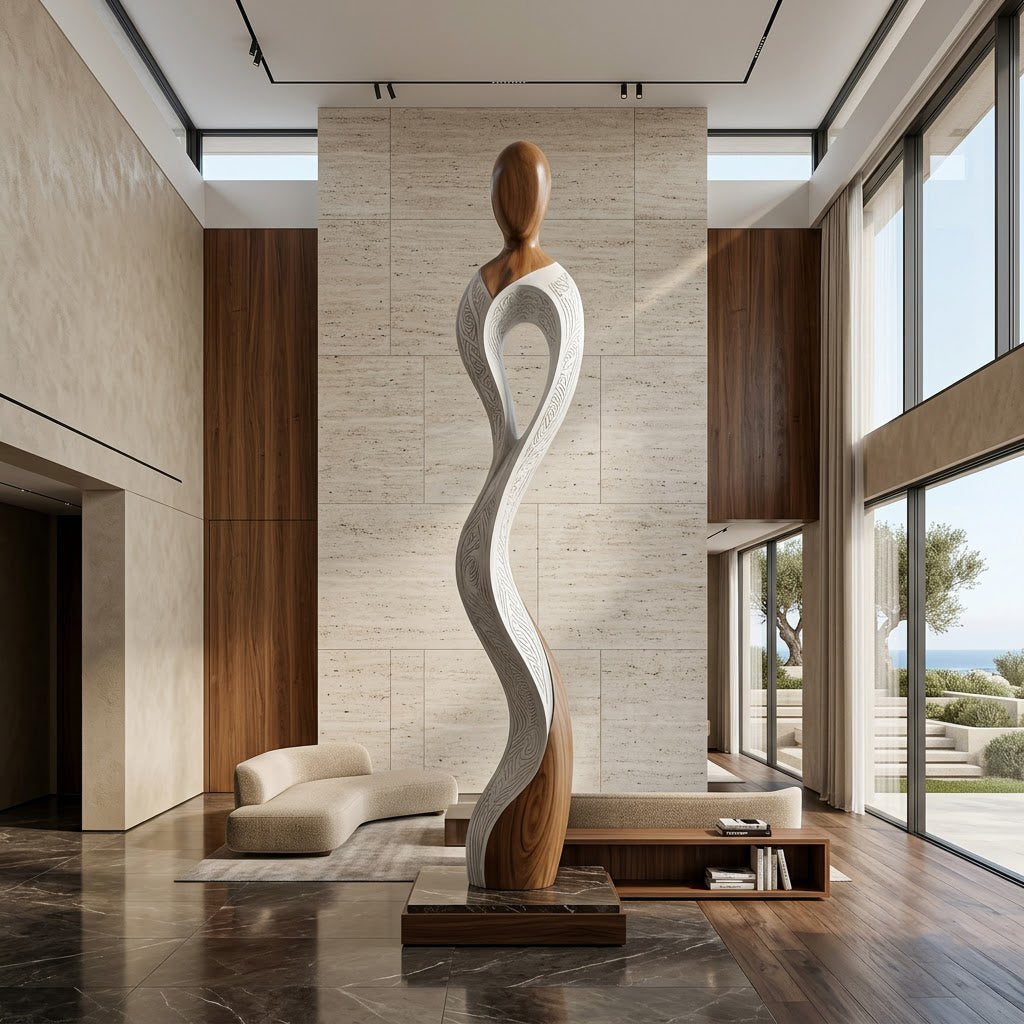 Wood Carved Abstract Figure Sculpture