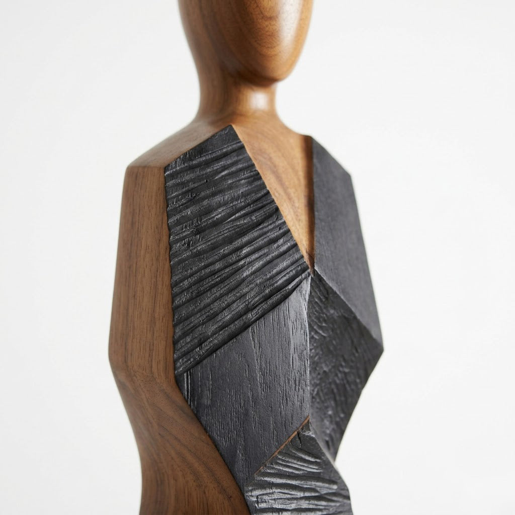 Faceted Wood Figure Sculpture