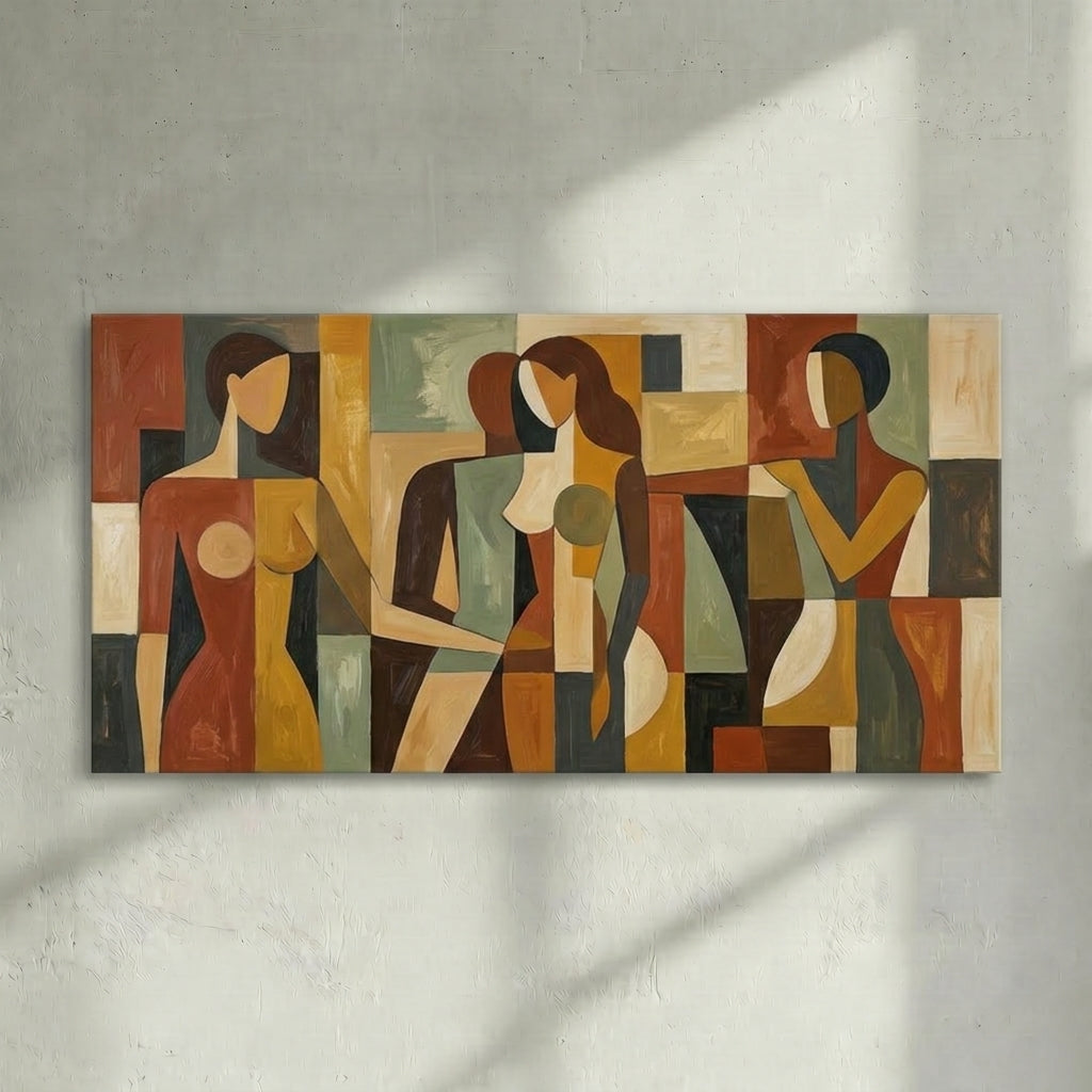 Cubist Three Women Abstract Painting