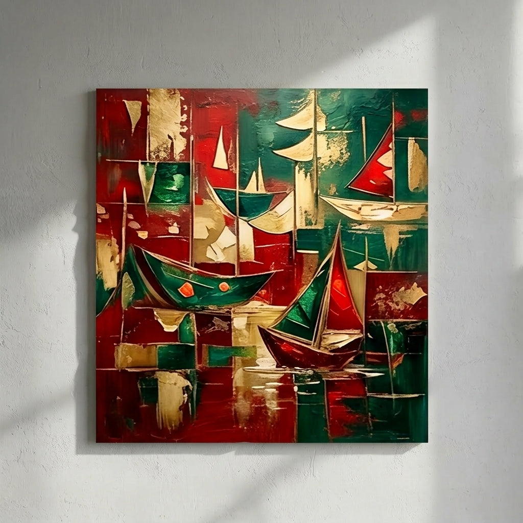 Abstract Sailboats Abstract Painting