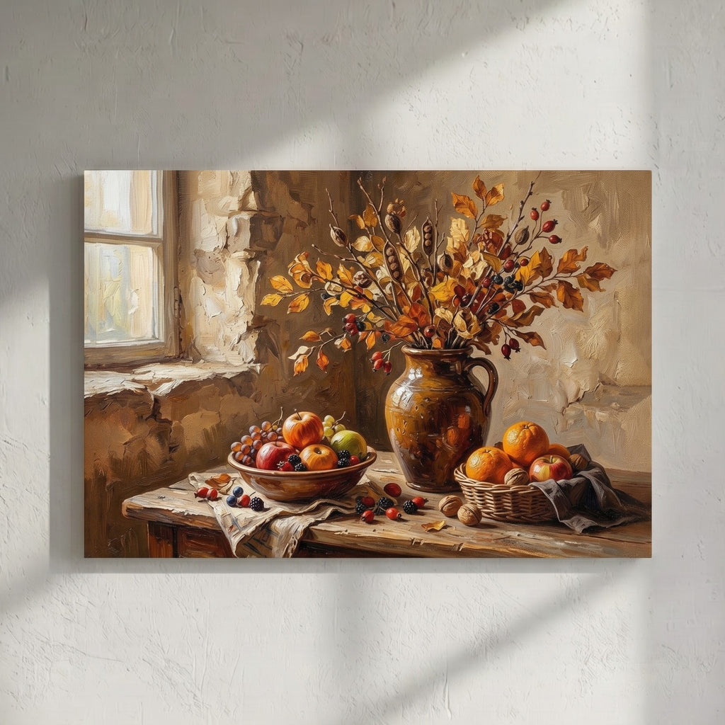 Harvest Window with Autumn Fruits