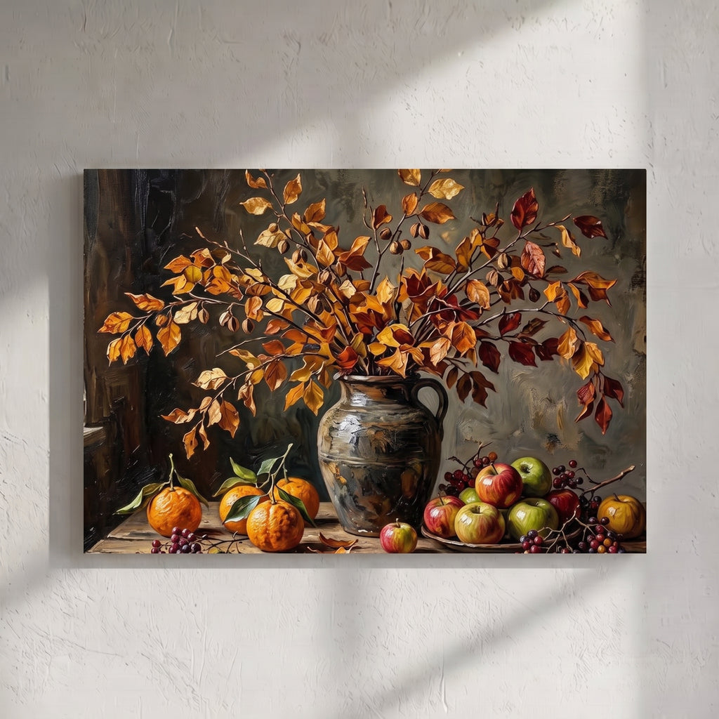 Dried Leaf Branches with Oranges & Apples