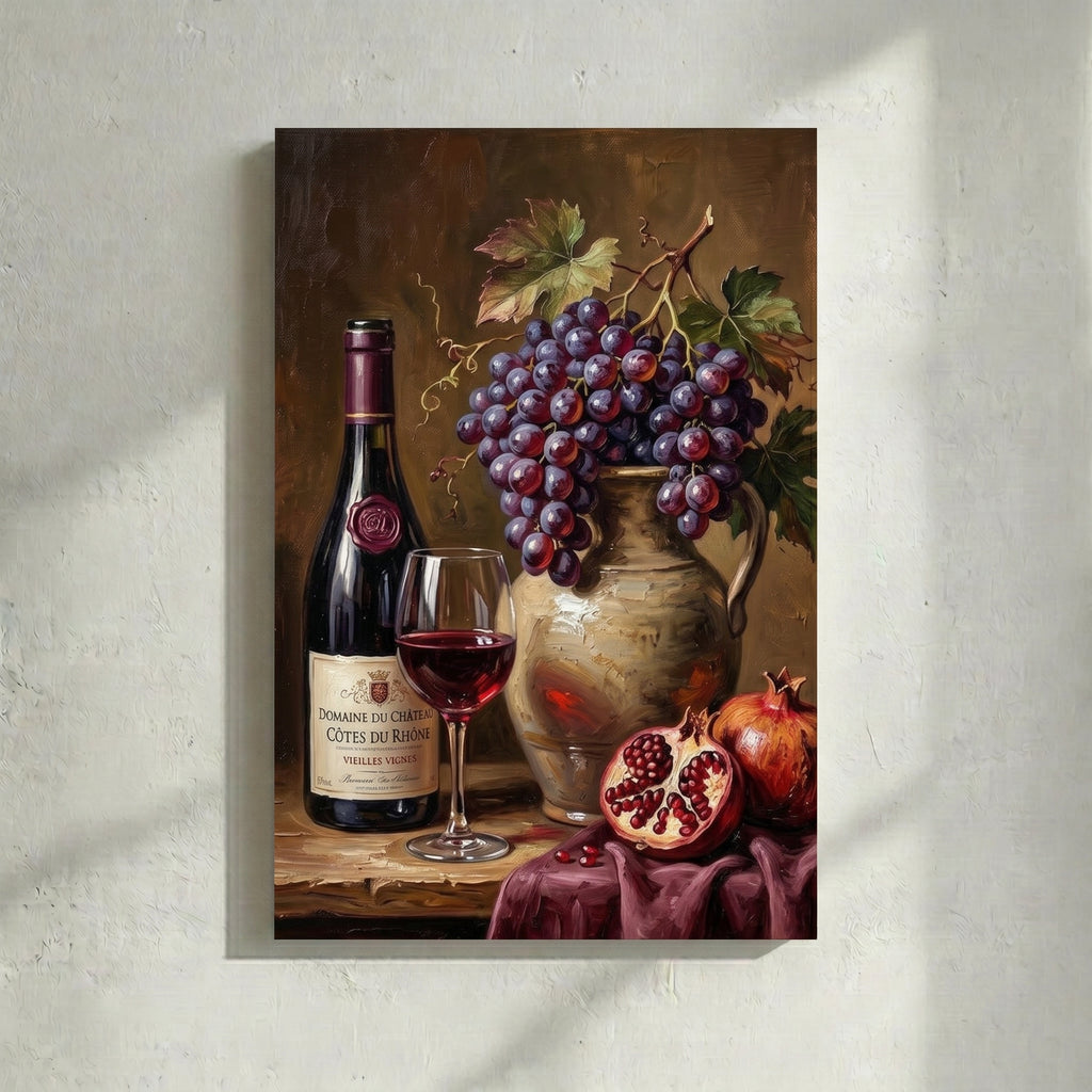 Cotes du Rhône Wine with Grapes
