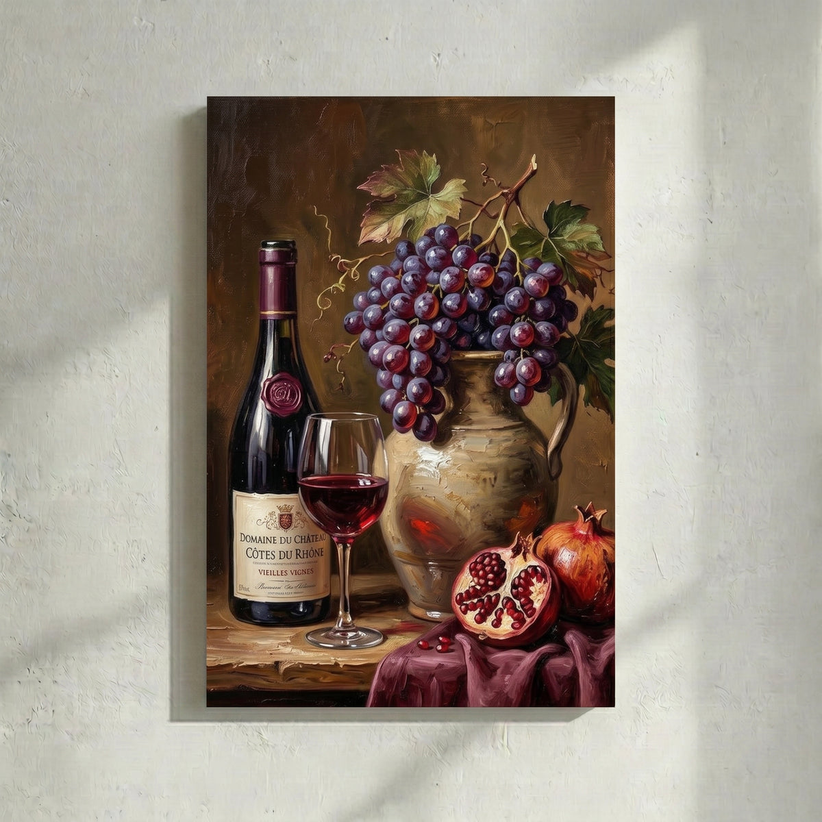 Cotes du Rhône Wine with Grapes